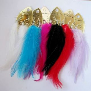   Beautiful Handmade Long Pheasant Feather Dangle Earrings Choose Color