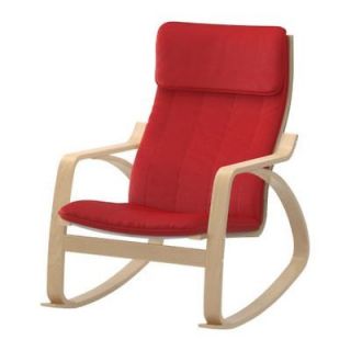 Ikea Poang Rocking Chair Birch Alme Medium Red New