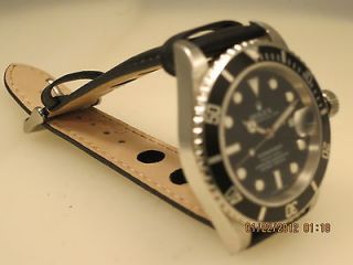 20mm BLACK rally racing leather strap (exclude Rolex Submariner) STRAP 
