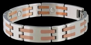 Sabona Men Stainless/Copp​er Bar Magnetic Bracelet Jewelry #561 NEW