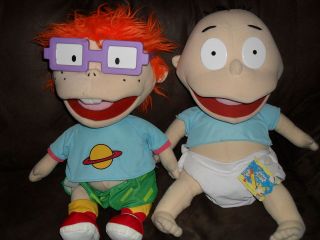 Rugrats Tommy and Chuckie stuffed plush toys with Hang Tags Mattel 