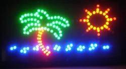 New 19x10 Motion Palm Tree Ocean LED Light Up Neon Sign
