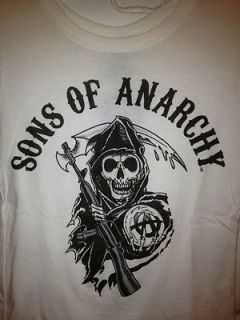 AUTHENTIC SONS OF ANARCHY REAPER LOGO WHITE T SHIRT JUNIOR MEDIUM