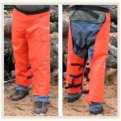   Safety Wrap Chaps,Adjustable Length,Color Orange,w/ Free Safety Helmet