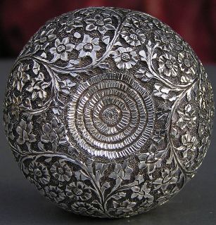   Antique Kashmir Kashmiri Islamic Indian Solid Silver Salt Cellar c1890