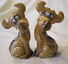   Ceramic Googly Wiggly Eyed MOOSE Salt & Pepper Shakers w/ stoppers