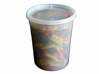 32 oz. Clear Plastic Soup/Food Containers w/Lids Combo (Microwaveable 