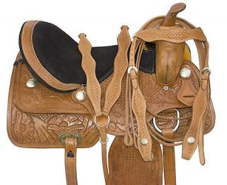   Custom Made 17 Hand Carved Western Trail Leather Saddle Horse Tack Pkg