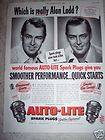 Alan Ladd Auto Lite Spark Plugs 1953 Black White Ad