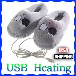New Cartoon Pig USB Heating Cushion Slippers Heated Shoes Foot Warmer 