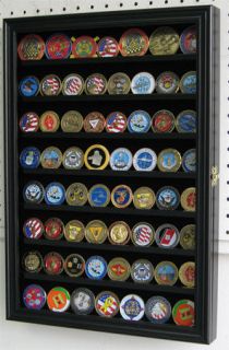 56 Challenge Coin Display Case Rack Wall Cabinet, with glass door 
