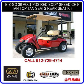 EZGO GOLF CART ELECTRIC PDS W/ SPEED CHIP RED BODY REAR SEAT KIT