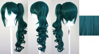 23 Curly Pony Tail Clip Blue Green Teal Cosplay Wig NEW