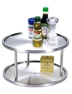 NEW 2 Tier Lazy Susan Stainless Steel Turntable Spice Rack  2DySh