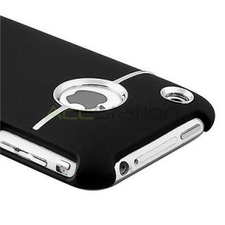 Black Chrome Hole Clip On Rubber Hard Case Cover for iPhone 3G 3GS 8GB 