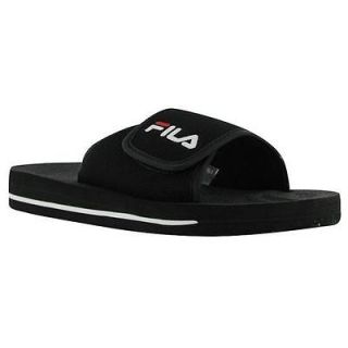 Fila SLIP ON LOW Mens Black Comfort Classic VELCRO Slide Sandal