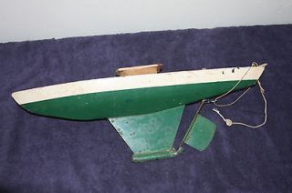ANTIQUE POND BOAT ORIGINAL PAINT LEADED HEAVY WEIGHT OLD SAIL BOAT
