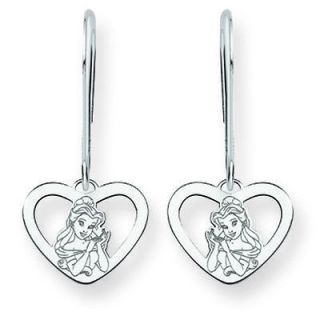   of Beauty and the Beast in Heart Dangle Wire Earrings ~ 14K White Gold