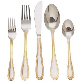   ® 20pc Surgical Stainless Steel Flatware Set w/Gold Tone Trim   NEW