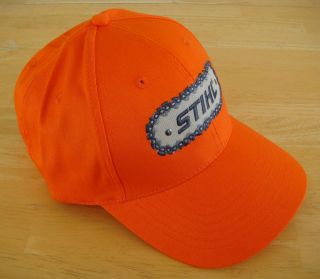 Stihl Orange Fabric Hat / Cap with Embroidered Gray Stihl Bar / Chain 