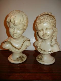 1962 Universal Statuary Corp.Chicago 22 #5745 G Bust of Boy and Girl