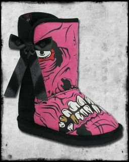   GOLD DIGGER PINK BLACK ZOMBIE STOMPER WINTER SHERPA BOW FUR FUG BOOTS