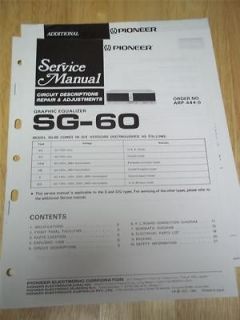 Pioneer Service Manual~SG 60 Graphic Equalizer~Orig​inal~Repair