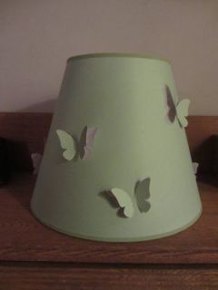 Cute Pottery Barn Kids Light Green Decoupage Butterflies Lampshade 