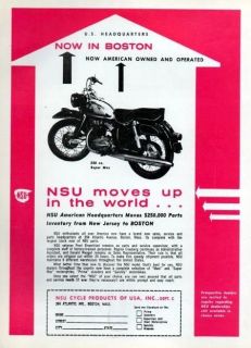 1961 NSU Super Max 250 Motorcycle Original Ad