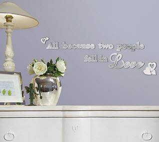   TWO PEOPLE FELL IN LOVE MIRROR room stick up 9 decals wall stickers
