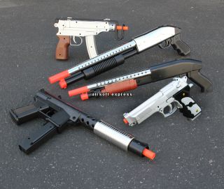   Airsoft Gun Combo Set Spring Shotgun Uzi Beretta Pistol w/ 1,000 BBs