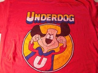 Mens T Shirt underdog cartoon hero dog cape art red size sz xL extra 
