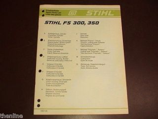 STIHL String Trimmer Brushcutter Spare Parts List Manual FS 300 350 