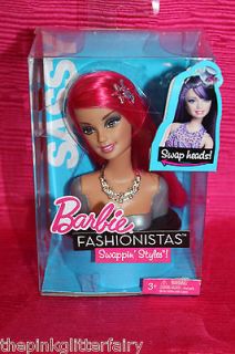 Barbie Fashionista Swappin Swap styles SASSY pink hair changeable DOLL 