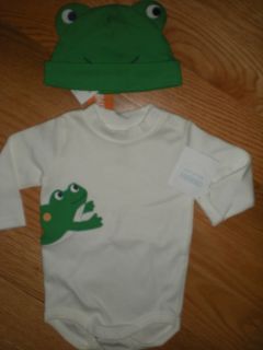 Gymboree NWT 3 6 Baby Boy frog bodysuit and hat set