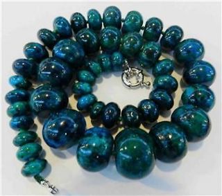    10 20mm Azurite Gemstone Phoenix Stone Roundel Beads Necklace