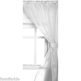   SEMI CLEAR VINYL BATHROOM  SHOWER WINDOW CURTAIN ~ TIE BACKS & HOOKS