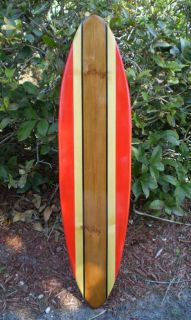 Red Classic Surfboard Tropical Wall Art Solid Wood Vintage Home Decor 