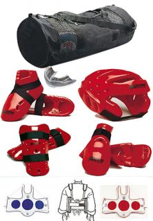   Lightning Karate Tae Kwon Do Sparring Gear Set & Bag Red Child