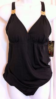 NEW $109 Womens Anne Cole Black Tankini Swimsuit 14 Blouson 2 piece