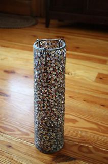 Tall Mosaic Glass Tealight Candle Holder   Browns   EUC