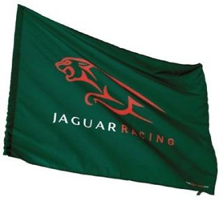 Set of 5 Jaguar F1 Racing flags with poles