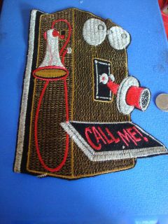   LARGE ANTIQUE WALL PHONE BOOTH TELEPHONE JACKET BAG DRESS HAT PATCH