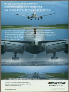 Bridgestone Tires 2009 print ad / magazine advertisement, Boeing 777 