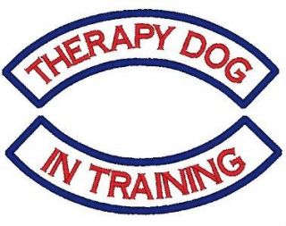 Therapy Dog In Training Rocker Set Embroidered Patches for VEST Canine 