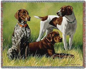 German Shorthaired Pointer Dogs Jaquard Woven Cotton Tapestry Throw