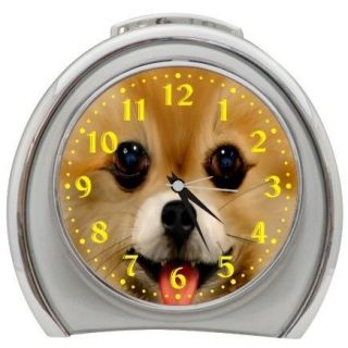 New Smiling Pomeranian Travel Desk Top Alarm Clock Backlight