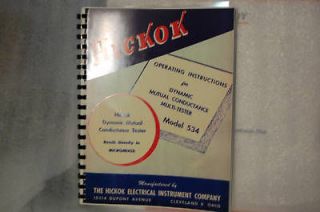 Operation & Test Data Manual For Hickok 534 Tube Tester