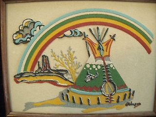  NAVAJO Indian SAND ART Picture THE TEEPEE by RAINBOW WAY LTD