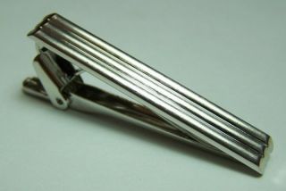 GEOFFREY BEENE Mens Tie Clip Silver Ribbed NEW